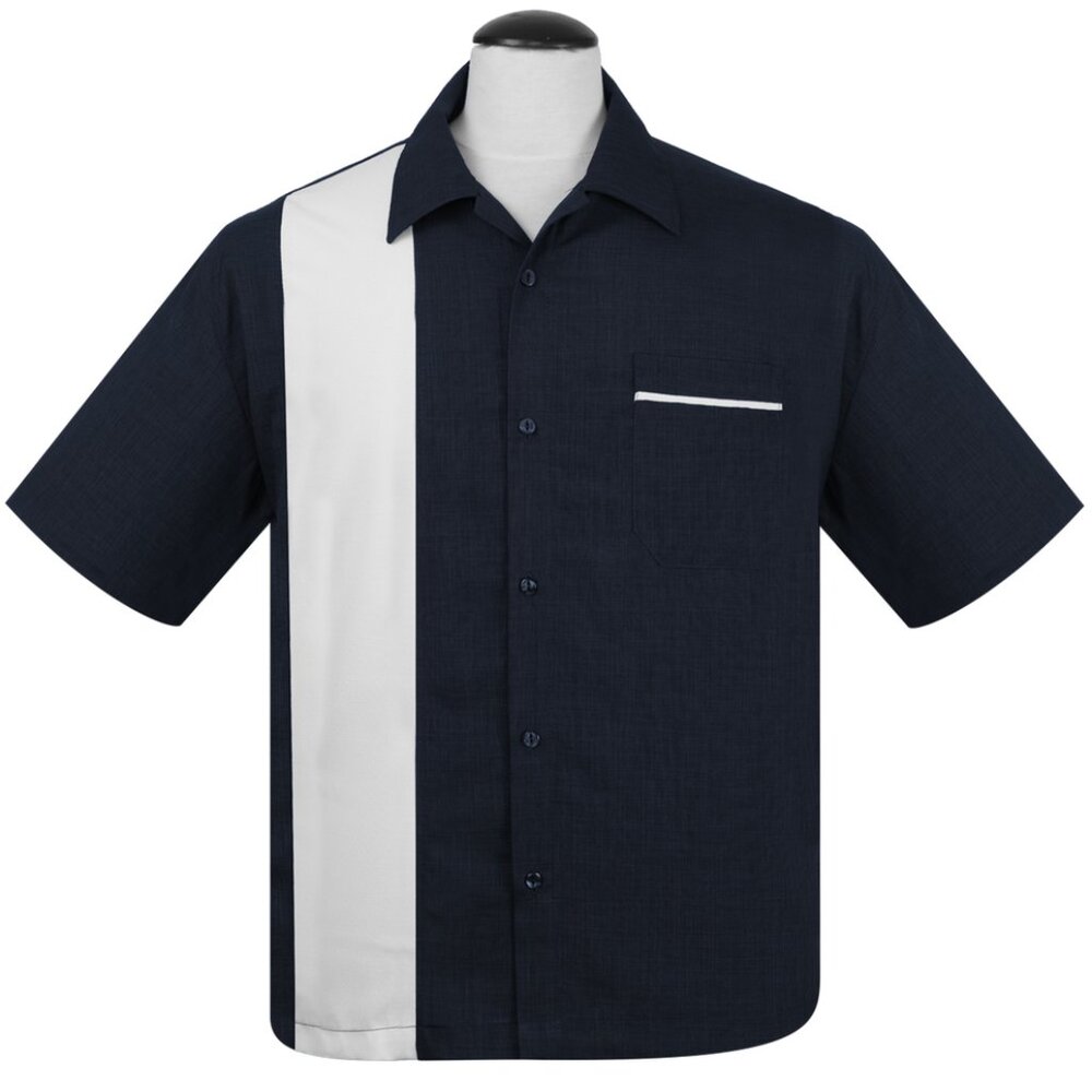 NWT 3XL Steady Rocksteady Retro Vintage Bowling Inspired Navy Panel Shirt